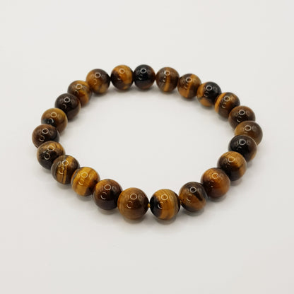 Yellow Tiger Eye Beaded Bracelet - 8mm