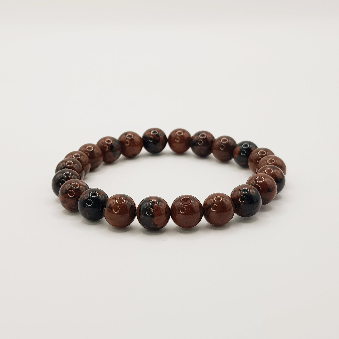 Bracelet perles obsidienne acajou - 8mm
