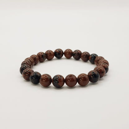 Bracelet perles obsidienne acajou - 8mm