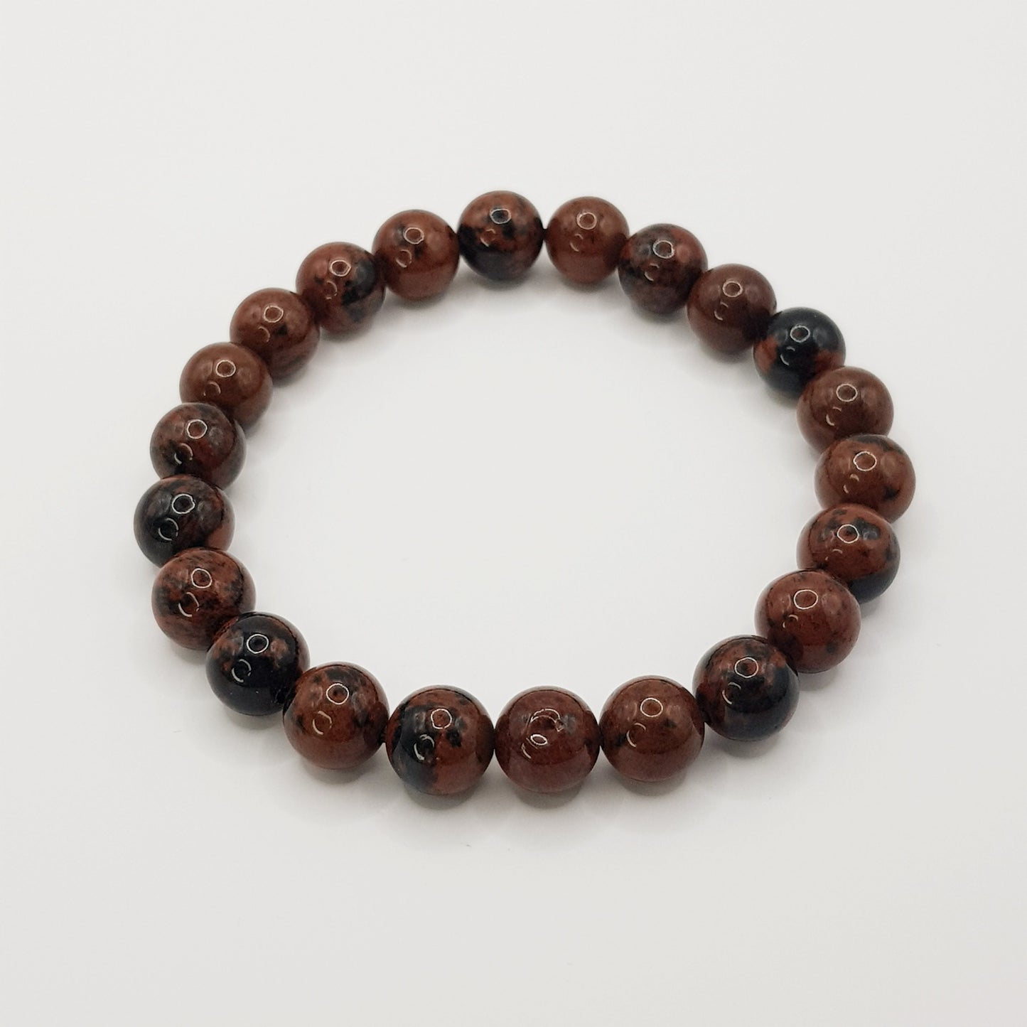 Bracelet perles obsidienne acajou - 8mm
