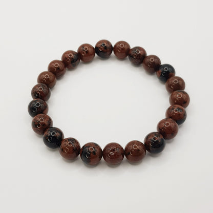 Bracelet perles obsidienne acajou - 8mm
