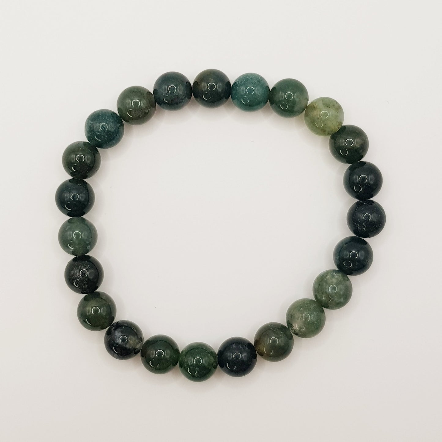 Bracelet perles Agate Mousse - 8mm