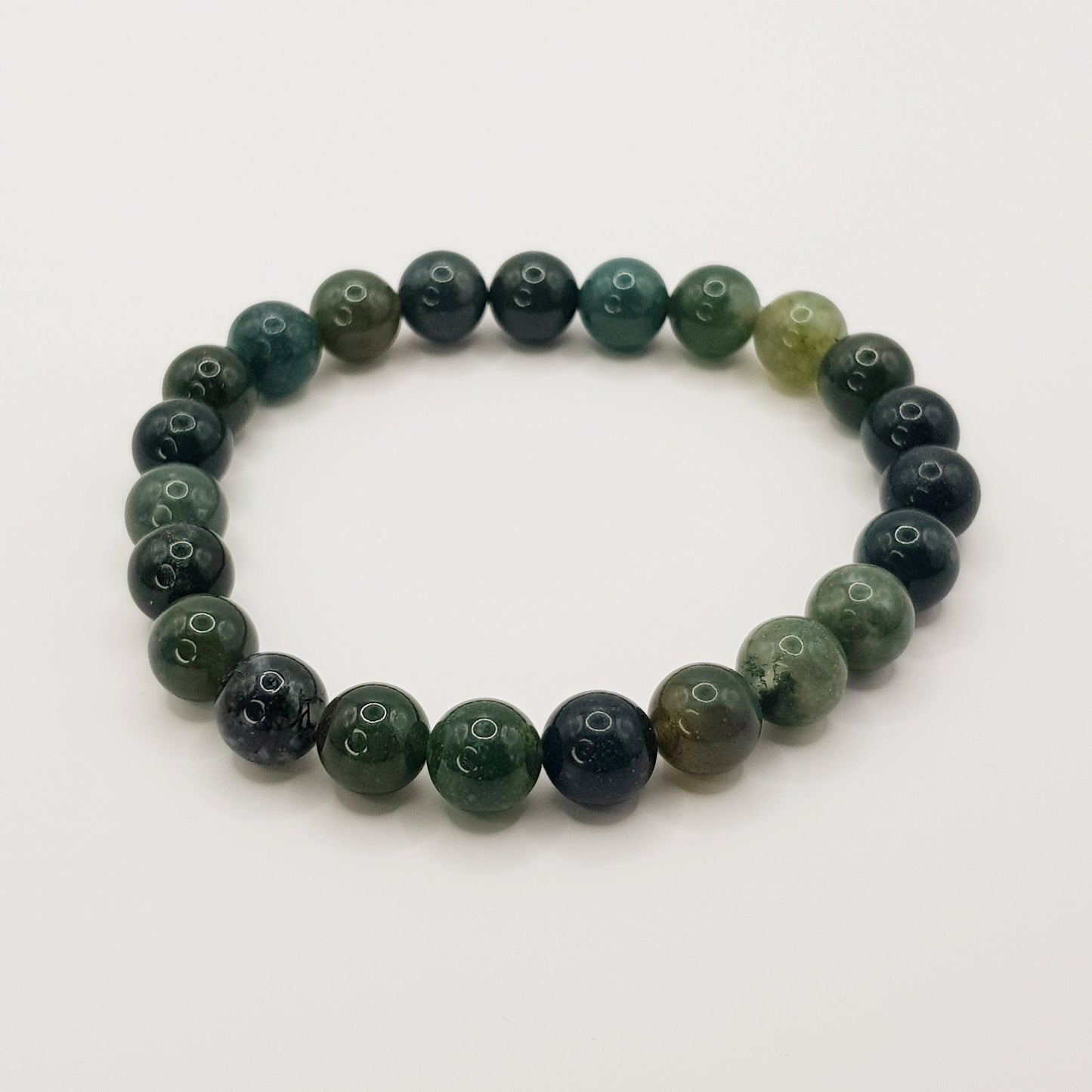 Bracelet perles Agate Mousse - 8mm