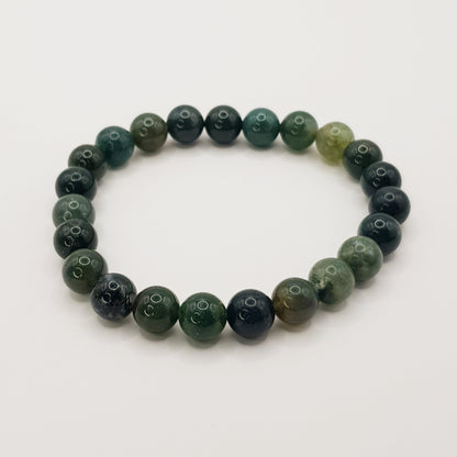 Bracelet perles Agate Mousse - 8mm
