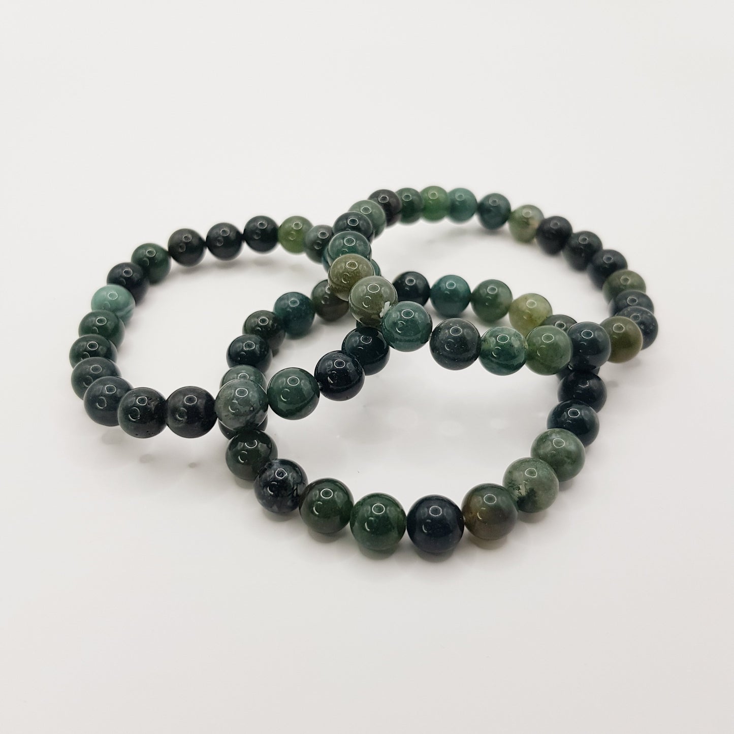 Bracelet perles Agate Mousse - 8mm