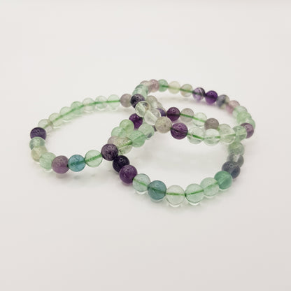 Rainbow Fluorite Beaded Bracelet - 8mm