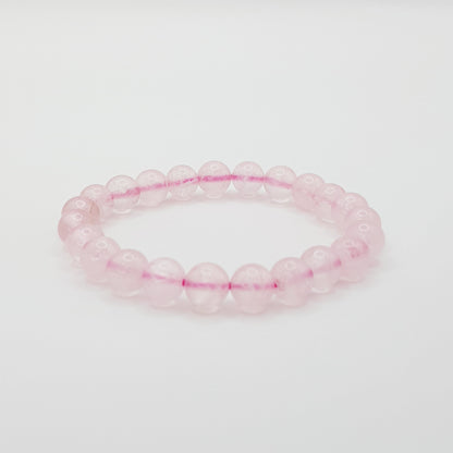 Bracelet perles en quartz rose - 8mm