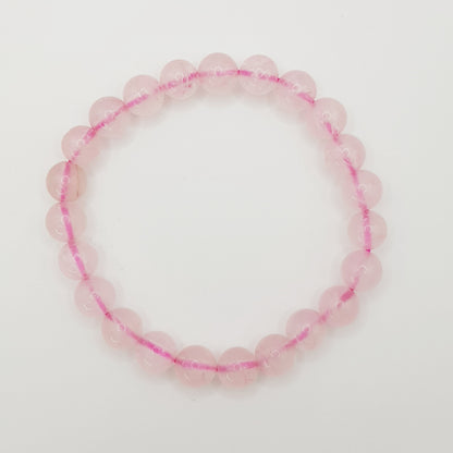 Bracelet perles en quartz rose - 8mm
