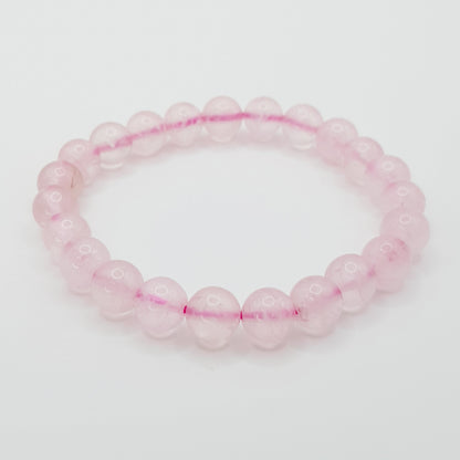 Bracelet perles en quartz rose - 8mm