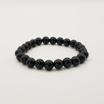 Bracelet de perles obsidienne noire - 8mm