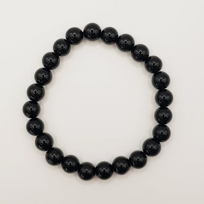 Bracelet de perles obsidienne noire - 8mm