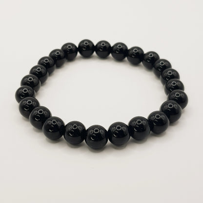 Bracelet de perles obsidienne noire - 8mm