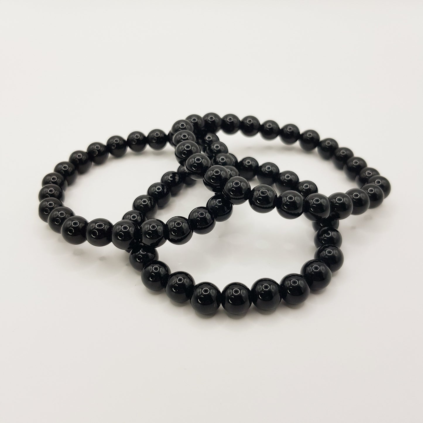 Bracelet de perles obsidienne noire - 8mm