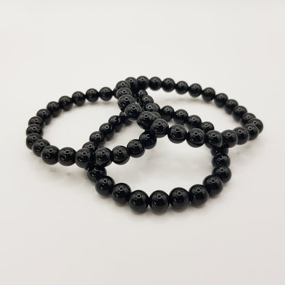 Bracelet de perles obsidienne noire - 8mm