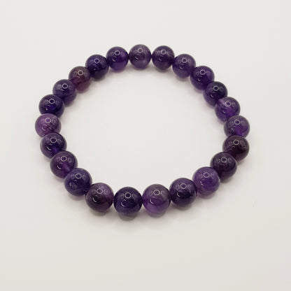 Amethyst Beaded Bracelet - 8mm