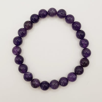 Amethyst Beaded Bracelet - 8mm
