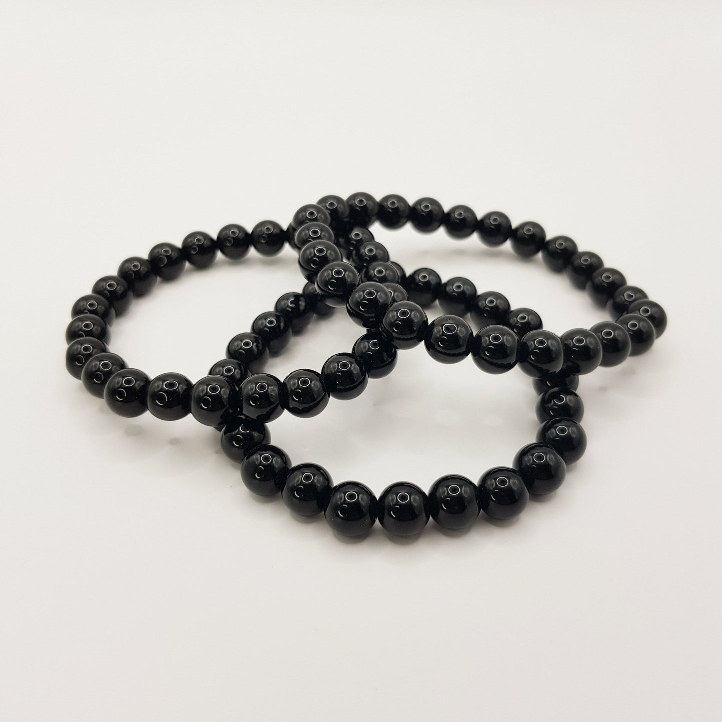 Schwarzer Obsidian Perlenarmband - 8mm - FastCrystals