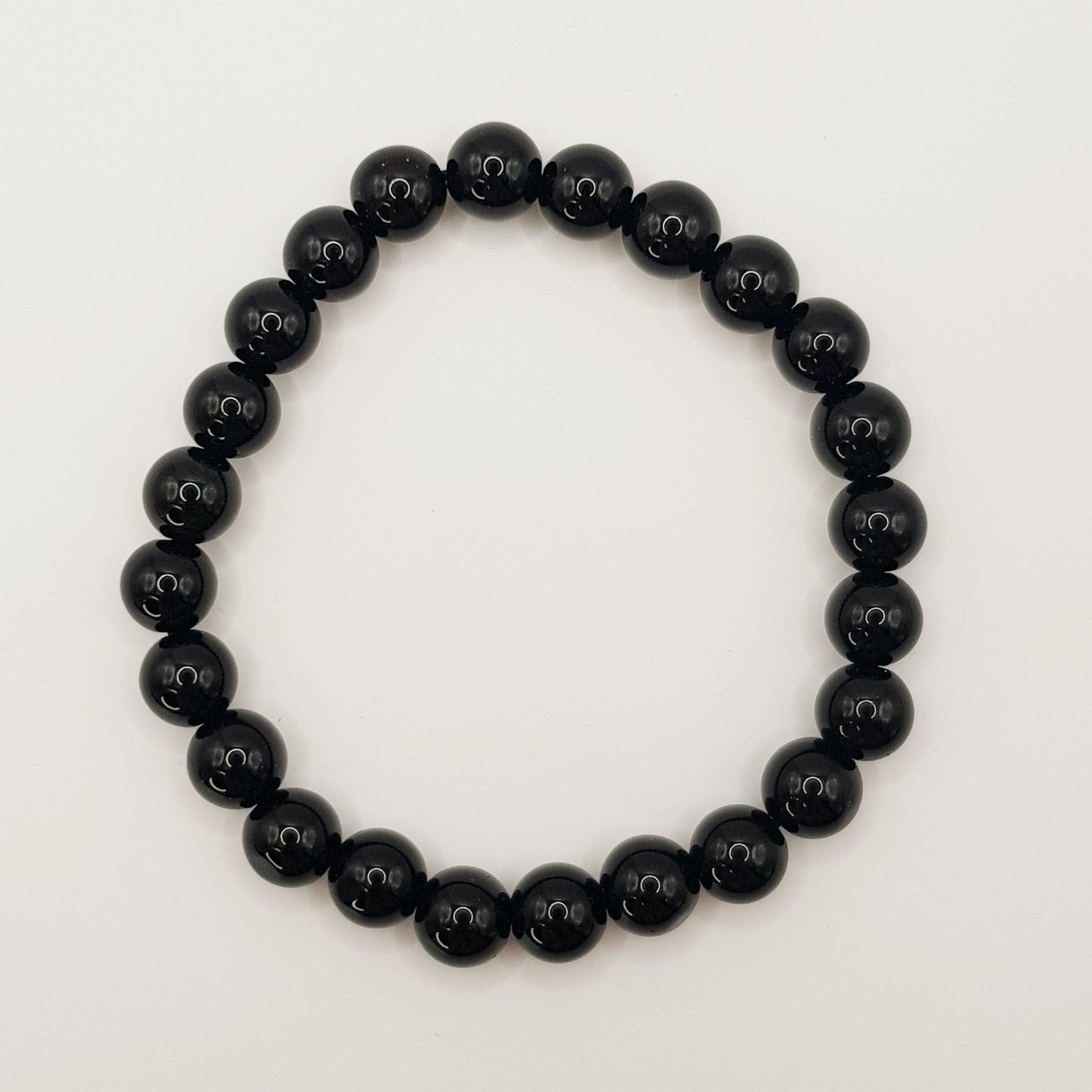 Schwarzer Obsidian Perlenarmband - 8mm - FastCrystals