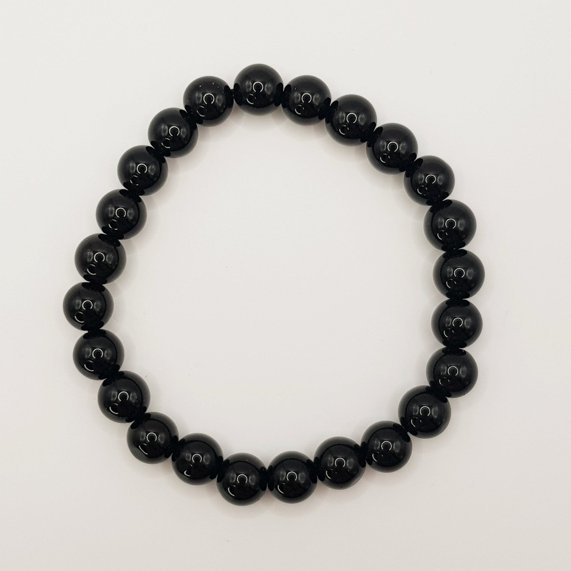 Schwarzer Obsidian Perlenarmband - 8mm - FastCrystals