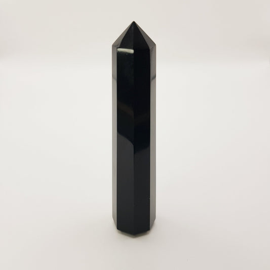 Schwarzer Obsidian Turm - 8 Seiten - FastCrystals